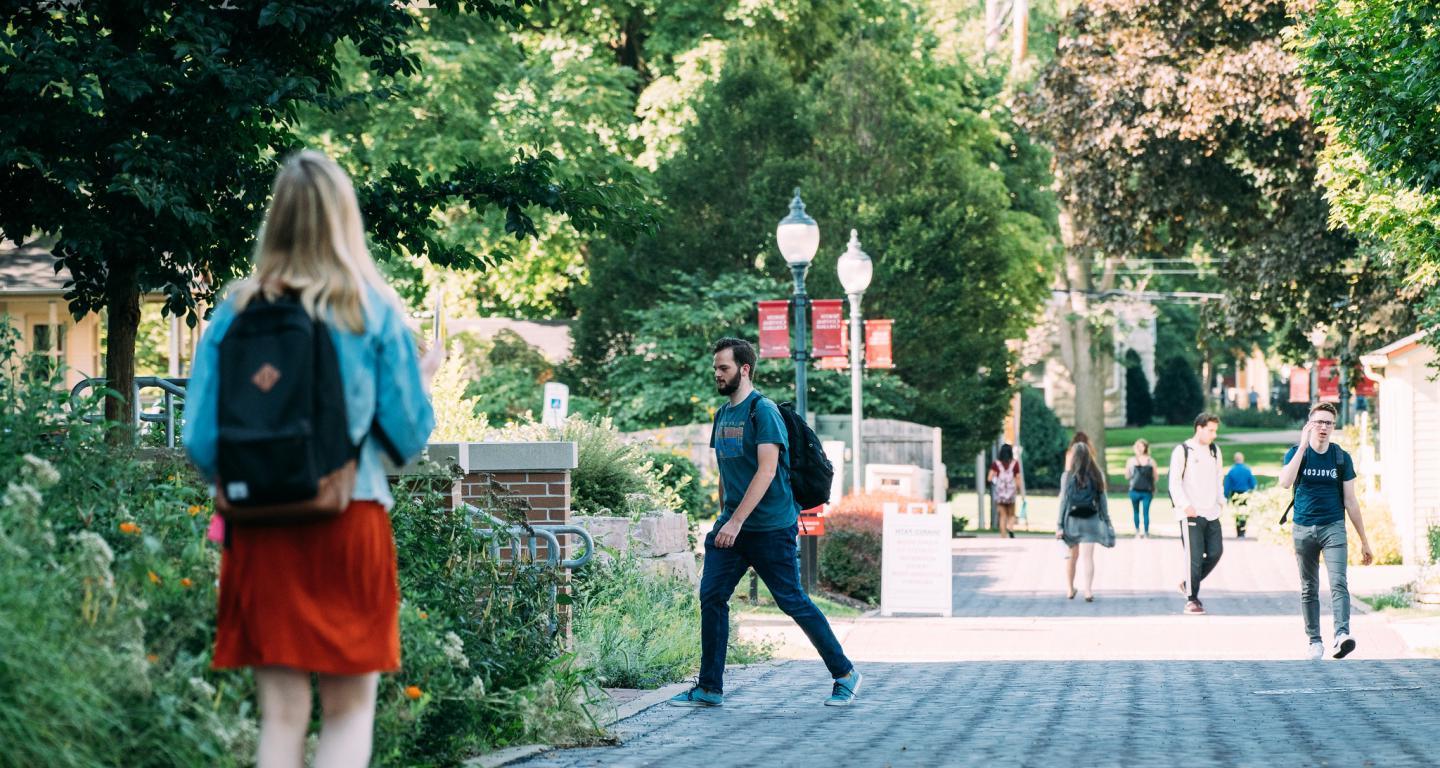 students walking on campus