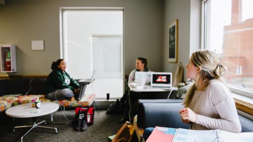 Students studying in lounge