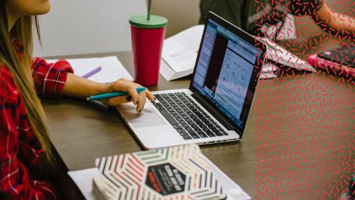 student studying online